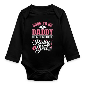 Bald Vater eines kleinen Mädchens - Baby Bio-Langarm-Body - Schwarz - Vorne