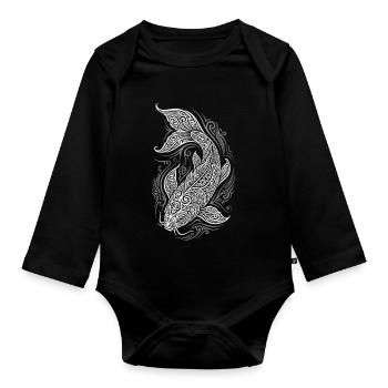 Ornament-Koi Fische - Baby Bio-Langarm-Body - Schwarz - Vorne