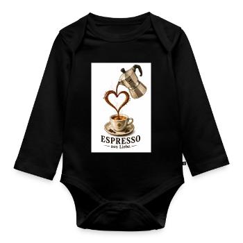 EspressoHerz aus Liebe - Baby Bio-Langarm-Body - Schwarz - Vorne