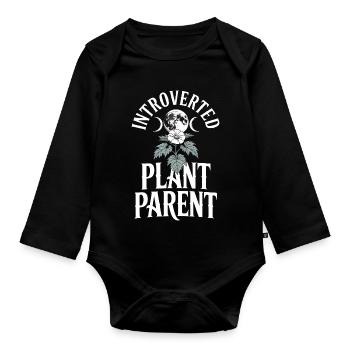 Introverted Plant Parent Tee - Organic Longsleeve Baby Bodysuit - black - Front