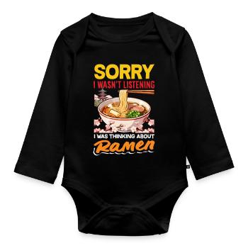 Denkt An Ramen Nudel Fan Japanisch - Baby Bio-Langarm-Body - Schwarz - Vorne