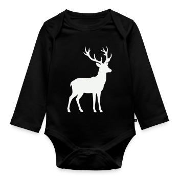 Silhouette de cerf - Body Bébé bio manches longues - noir - Devant