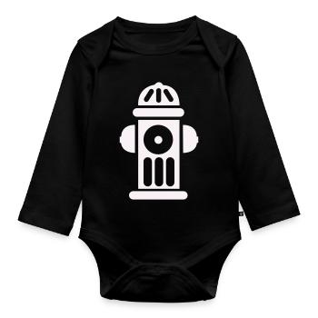 Fire Hydrant Silhouette Line Minimal - Organic Longsleeve Baby Bodysuit - black - Front