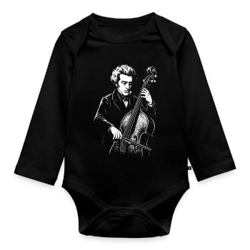 kierkegaard joue de la contrebasse dans un t-shirt de groupe de jazz - Body Bébé bio manches longues - noir - Devant