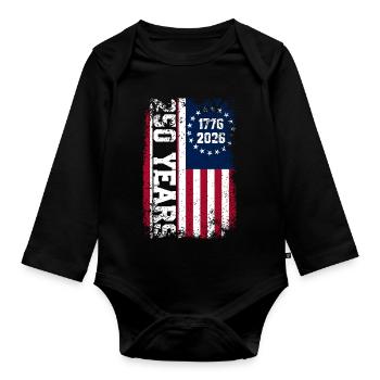 Style rouille du drapeau américain 1776–2026 - Body Bébé bio manches longues - noir - Devant