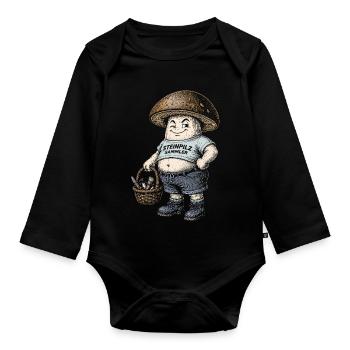 Steinpilze - Baby Bio-Langarm-Body - Schwarz - Vorne