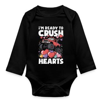 Retro Heart Valentine's Day Design Love - Organic Longsleeve Baby Bodysuit - black - Front
