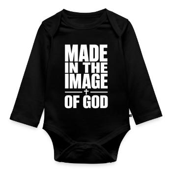 Made In The Image Of God Christlicher Glaube - Baby Bio-Langarm-Body - Schwarz - Vorne