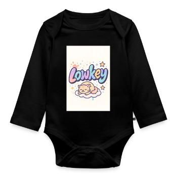 Lowkey Cat Dream Cloud - Organic Longsleeve Baby Bodysuit - black - Front