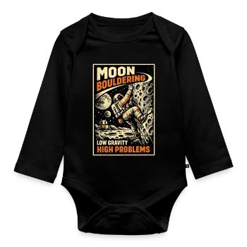 Moon Bouldering: Vintage Astronaut Climbing Shirt - Organic Longsleeve Baby Bodysuit - black - Front