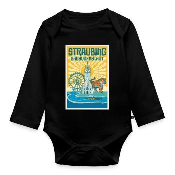 Straubing Gäubodenstadt Poster - Baby Bio-Langarm-Body - Schwarz - Vorne