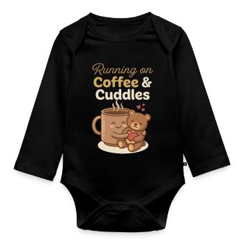 Kaffee & Kuscheln Bärenumarmung - Baby Bio-Langarm-Body - Schwarz - Vorne