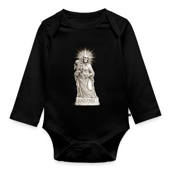 Düsteres Sancta Muerte Design mit Skelett-Madonna  - Baby Bio-Langarm-Body - Schwarz - Vorne