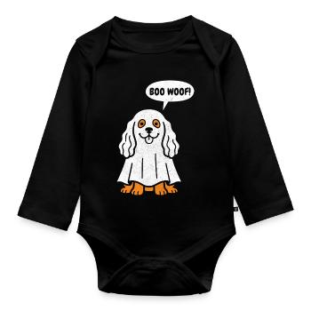 Cocker Spaniel Boo Woof - Chien drôle d’Halloween - Body Bébé bio manches longues - noir - Devant
