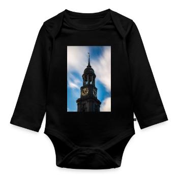 Hamburg: St. Michael's Church (Der Michel) - Organic Longsleeve Baby Bodysuit - black - Front