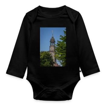 St. Michael's Church between two trees - Organic Longsleeve Baby Bodysuit - black - Front
