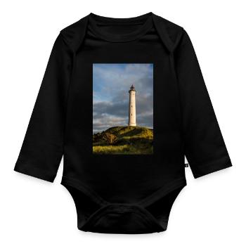 Lighthouse Lyngvig Fyr in Denmark - Organic Longsleeve Baby Bodysuit - black - Front