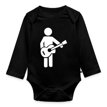 Gitarrist Silhouette Musik Design - Baby Bio-Langarm-Body - Schwarz - Vorne