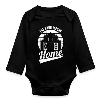 Barn means home - Organic Longsleeve Baby Bodysuit - black - Front
