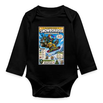 Der Snowboarder – nur noch ein Trick - Baby Bio-Langarm-Body - Schwarz - Vorne