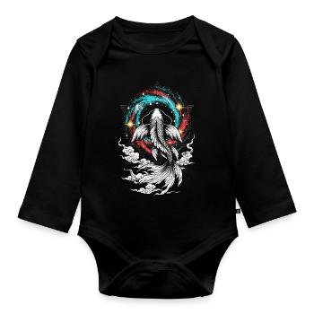 Celestial Koi ⭐ - Organic Longsleeve Baby Bodysuit - black - Front