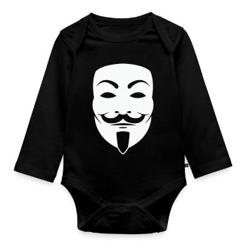 Anonymus_Maske - Baby Bio-Langarm-Body - Schwarz - Vorne