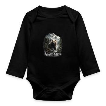 Grizzly Bear – Wilderness & Nature Conservation - Organic Longsleeve Baby Bodysuit - black - Front