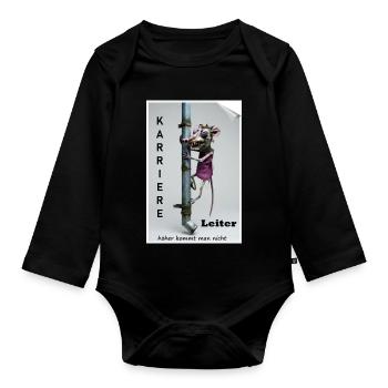 Karriereleiter Ratte Karikatur - Baby Bio-Langarm-Body - Schwarz - Vorne