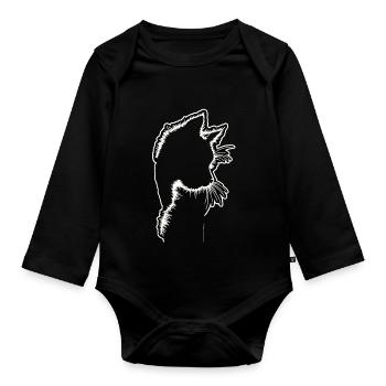 Katzensilhouette | Minimalistisches Design - Baby Bio-Langarm-Body - Schwarz - Vorne