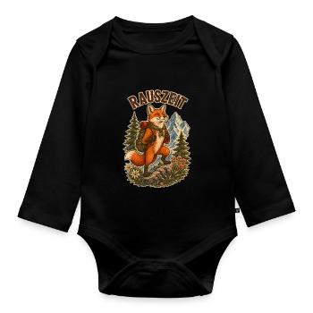 Rauszeit Fuchs im Bergwald - Baby Bio-Langarm-Body - Schwarz - Vorne