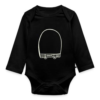 Weiße Kappe - Baby Bio-Langarm-Body - Schwarz - Vorne