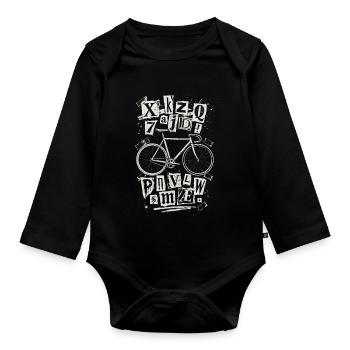Fahrradbuchstaben Grunge-Fahrrad - Baby Bio-Langarm-Body - Schwarz - Vorne