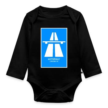 Motorway London M1 Vintage Poster - Baby Bio-Langarm-Body - Schwarz - Vorne