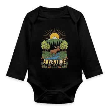 Nature Adventure: Mountains and River - Organic Longsleeve Baby Bodysuit - black - Front