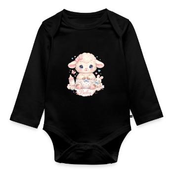 Baby sheep - Organic Longsleeve Baby Bodysuit - black - Front