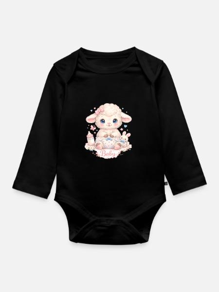 Baby Schäfchen - Baby Bio-Langarm-Body - Schwarz