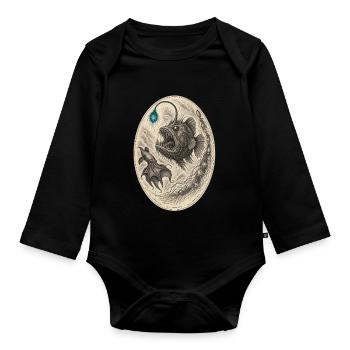 Deep-sea monster – illustration - Organic Longsleeve Baby Bodysuit - black - Front
