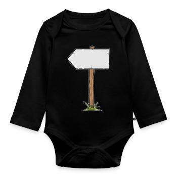 Enseigne rustique en bois - Body Bébé bio manches longues - noir - Devant