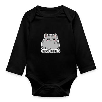 Not My Problem Katzesticker - Baby Bio-Langarm-Body - Schwarz - Vorne