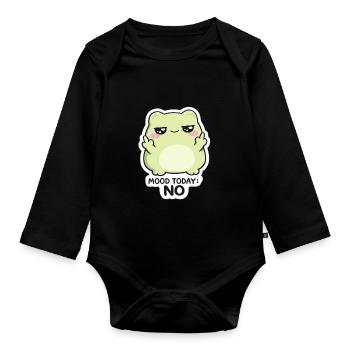 Stimmung heute: Nein – Grüne Kawaii-Kreatur - Baby Bio-Langarm-Body - Schwarz - Vorne