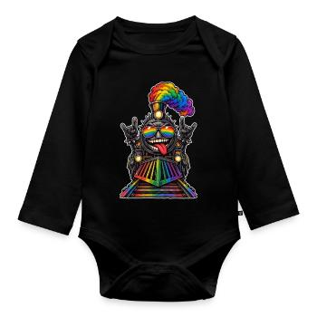Regenbogenzug im Rock Stil - Baby Bio-Langarm-Body - Schwarz - Vorne
