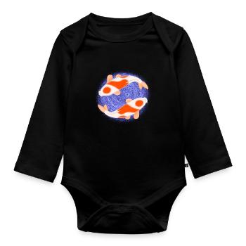 Fische Koi Horoskop Sternzeichen Tierkreiszeichen - Baby Bio-Langarm-Body - Schwarz - Vorne