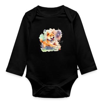 Ballon de sport japonais Shiba Inu pour chien - Body Bébé bio manches longues - noir - Devant