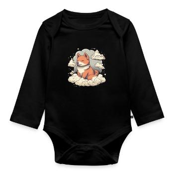 Japanese dog Shiba Inu angel sky reminder - Organic Longsleeve Baby Bodysuit - black - Front