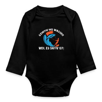 GEH NIE TIEF INS WASSER WEIL ES DA TIEF IST - Baby Bio-Langarm-Body - Schwarz - Vorne