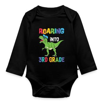 Rugissant en 3ème classe Dino shirt pour la 3ème classe - Body Bébé bio manches longues - noir - Devant
