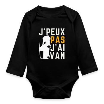 J peux pas j ai Van - Body Bébé bio manches longues - noir - Devant