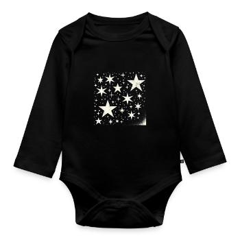 stars lights comet sky star - Organic Longsleeve Baby Bodysuit - black - Front