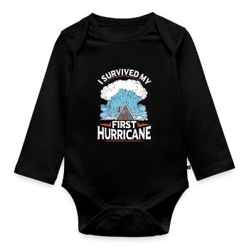 Vent, Tempête, Tempête, Cyclone, Ouragan - Body Bébé bio manches longues - noir - Devant