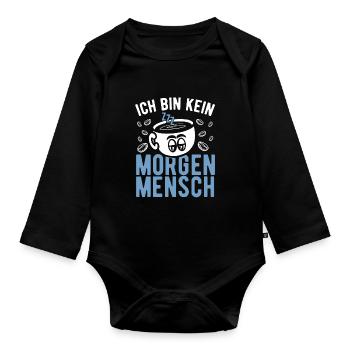 Night owl, late riser, sleepyhead, morning person - Organic Longsleeve Baby Bodysuit - black - Front